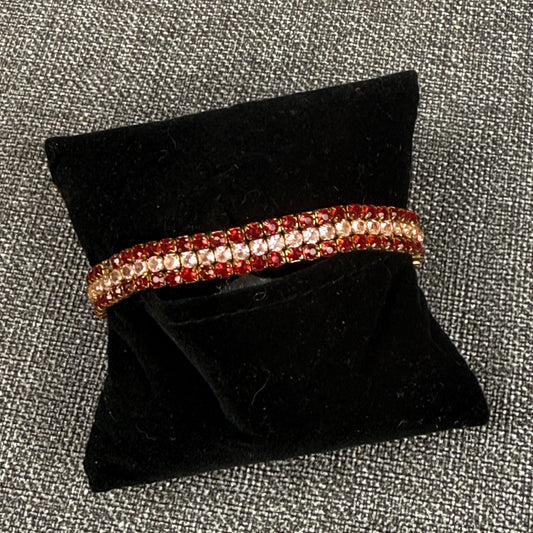 Vintage Rhinestone Bracelet Red and Pink 7"
