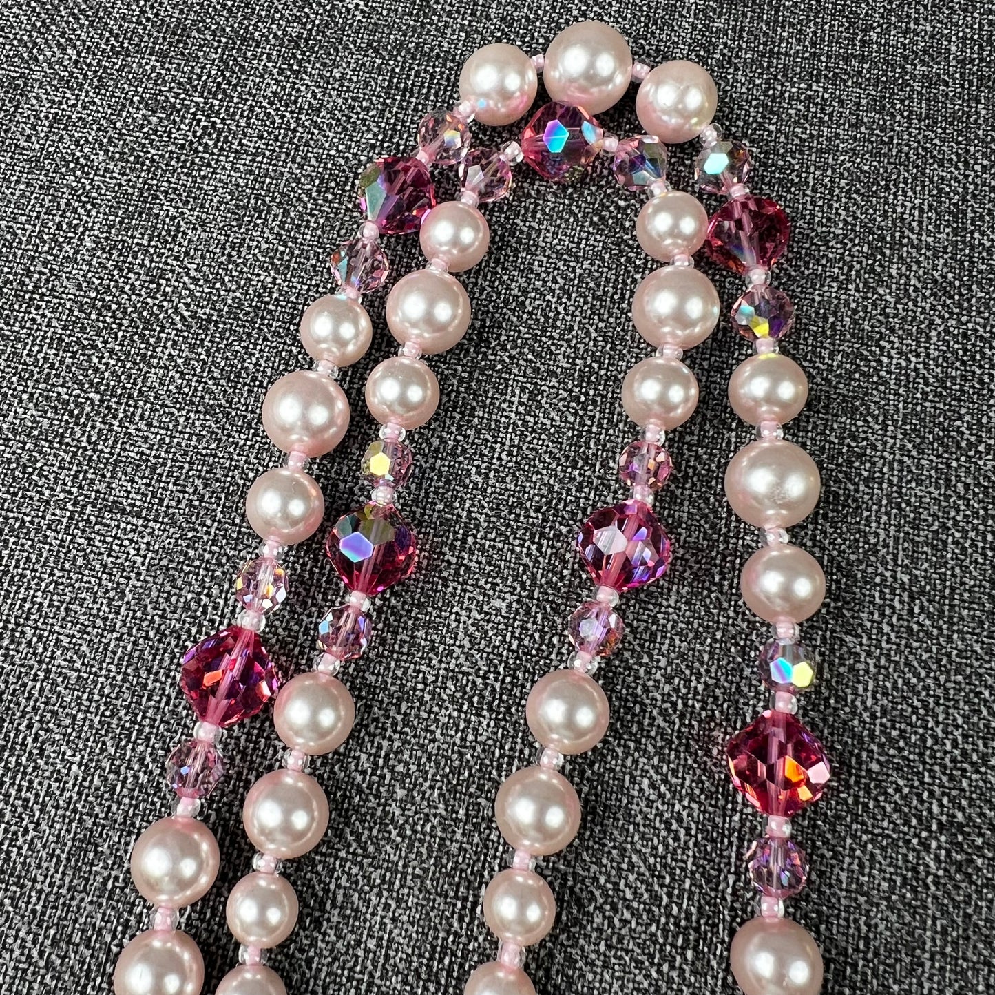 Vintage Pink Necklace Double Strand  20"