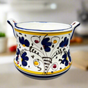 Vintage Condition Italian or Portugal Pot with Rooster Blue, Yellow, White