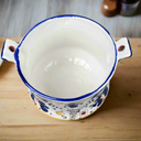 Vintage Condition Italian or Portugal Pot with Rooster Blue, Yellow, White