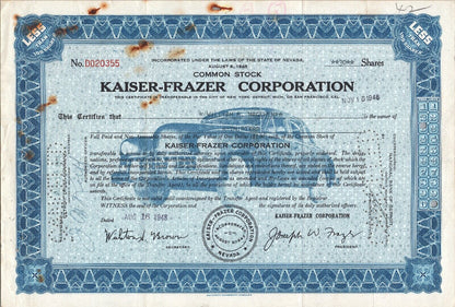 Kaiser-Frazer Corporation Common Stock, August 16th, 1948