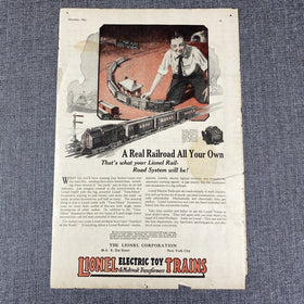 Lionel Electric Toy Trains Advertisement , The American Boy - December 1922