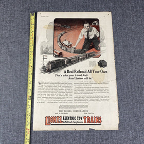 Lionel Electric Toy Trains Advertisement , The American Boy - December 1922