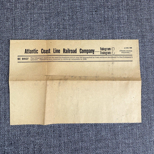 1955 Railroad Atlantic Coast line Railroad Company ACL Original Telegram