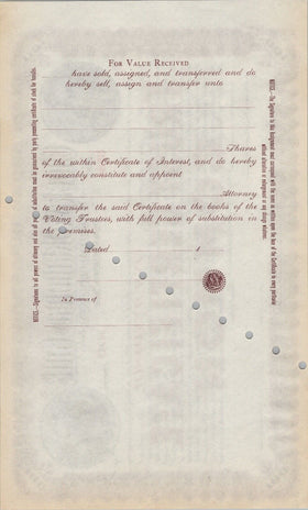 Choctaw, Oklahoma and Gulf Railroad Company Trust Certificate