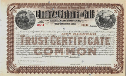 Choctaw, Oklahoma and Gulf Railroad Company Trust Certificate