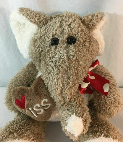 9" Dan Dee Plush Brown Elephant Stuffed Animal Heart Kiss Dandee Collectors