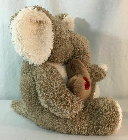 9" Dan Dee Plush Brown Elephant Stuffed Animal Heart Kiss Dandee Collectors