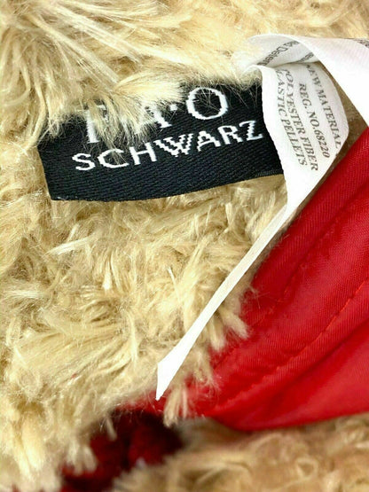 FAO Schwarz Plush Teddy Bear in Light Brown w/Red Jacket & Scarf 12" Plush