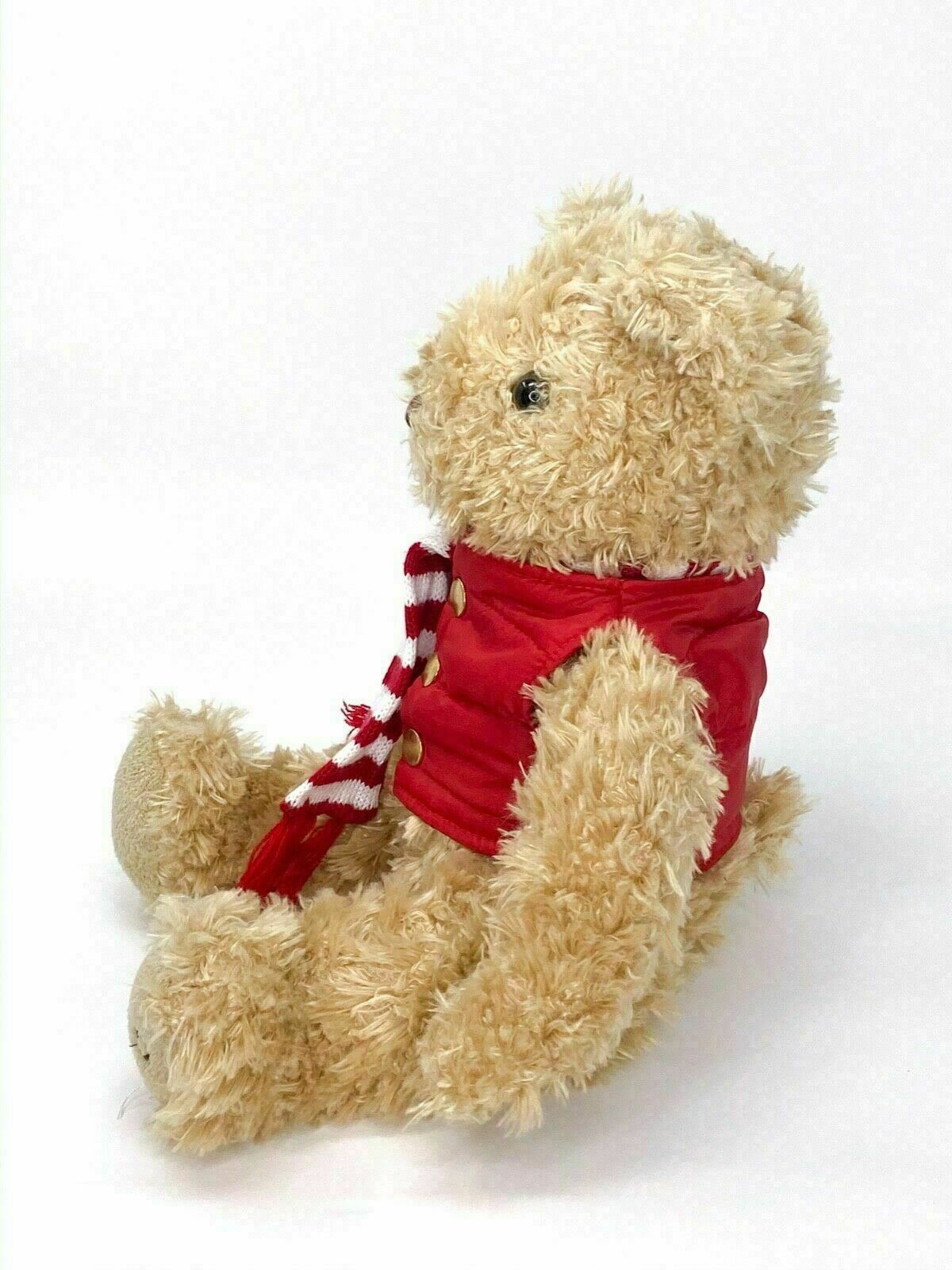 FAO Schwarz Plush Teddy Bear in Light Brown w/Red Jacket & Scarf 12" Plush