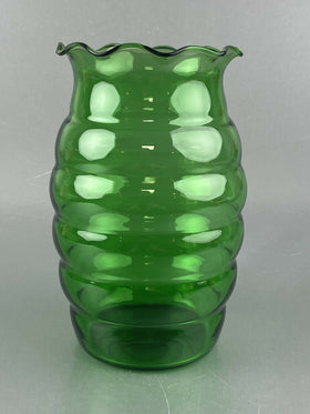 Vintage VASE Emerald GREEN (Bumble Bee Style) 7" tall