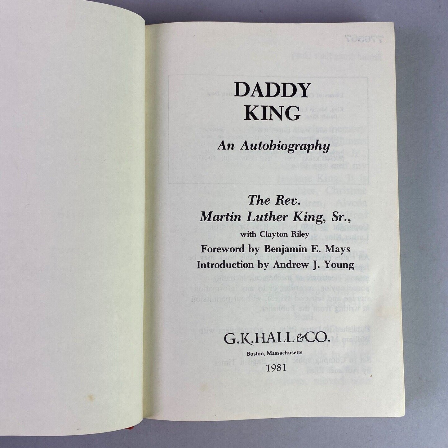 King, Martin Luther Daddy King An Autobiography, first edition