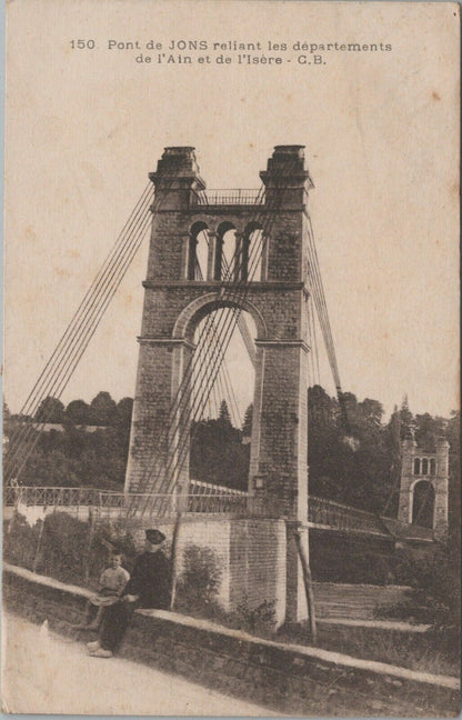 Antique Postcard Pont de JONS reliant les départements de l'Ain l'Isère CB