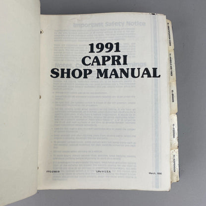 1991 Capri Shop Manual Blue