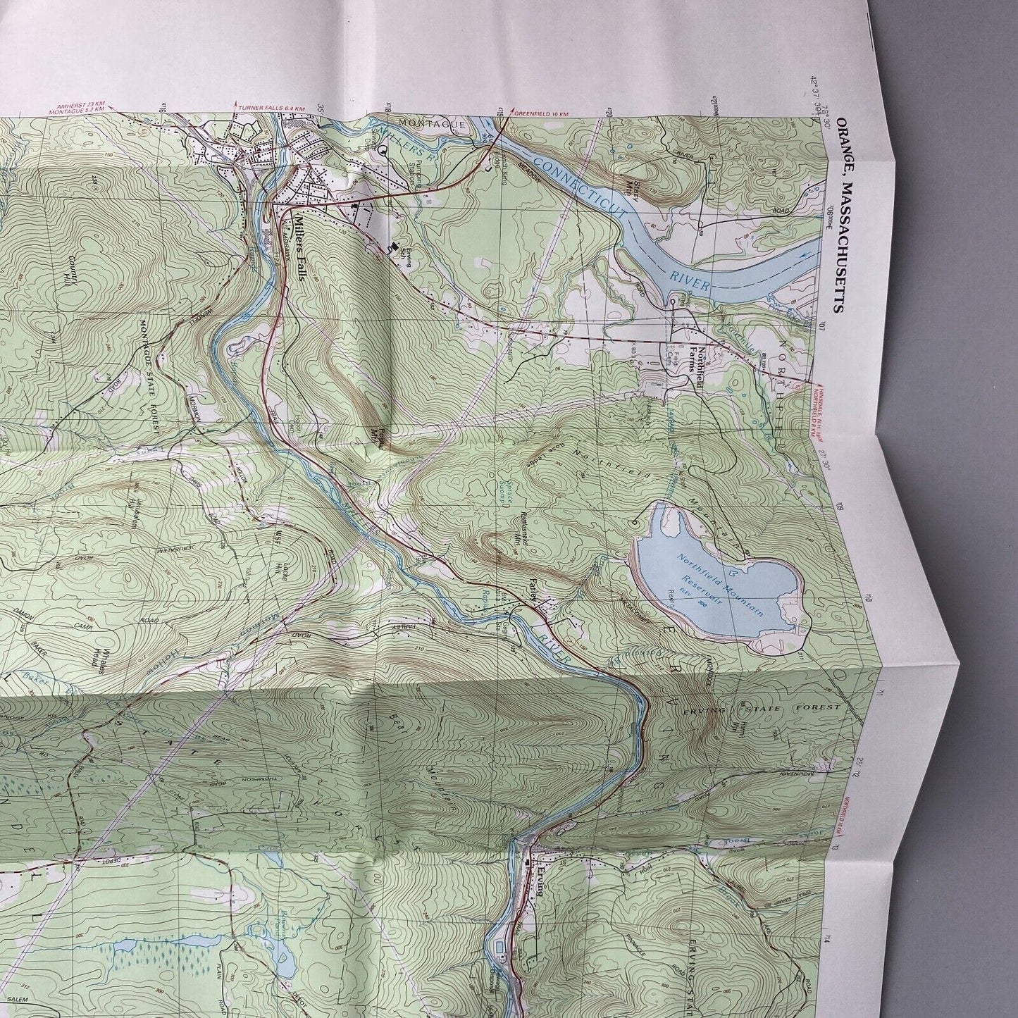 USGS Topographic Map 1990 Survey 30"x60" MA Orange 42072-E3-TM-025