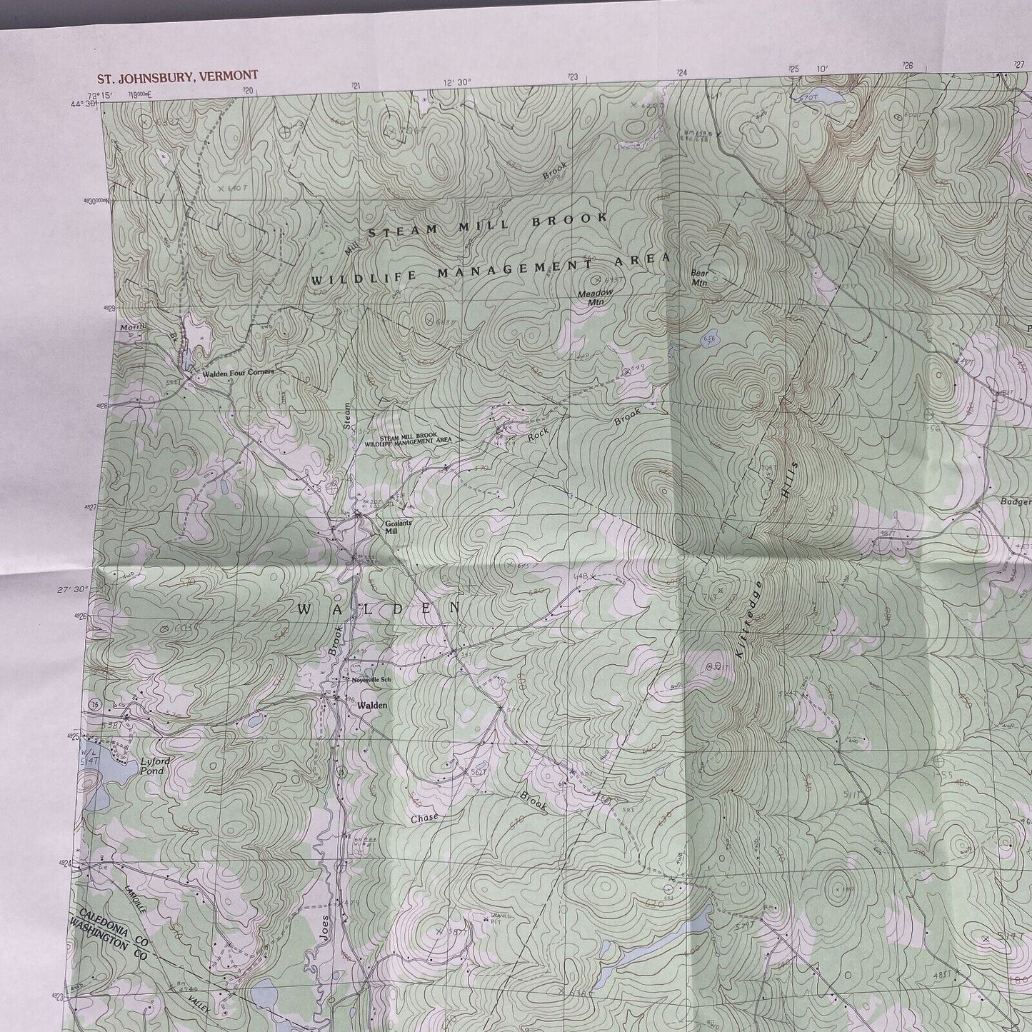 USGS Topographic Map 1983 Survey 30"x60" VT St. Johnsbury 44072-D1-TM-025