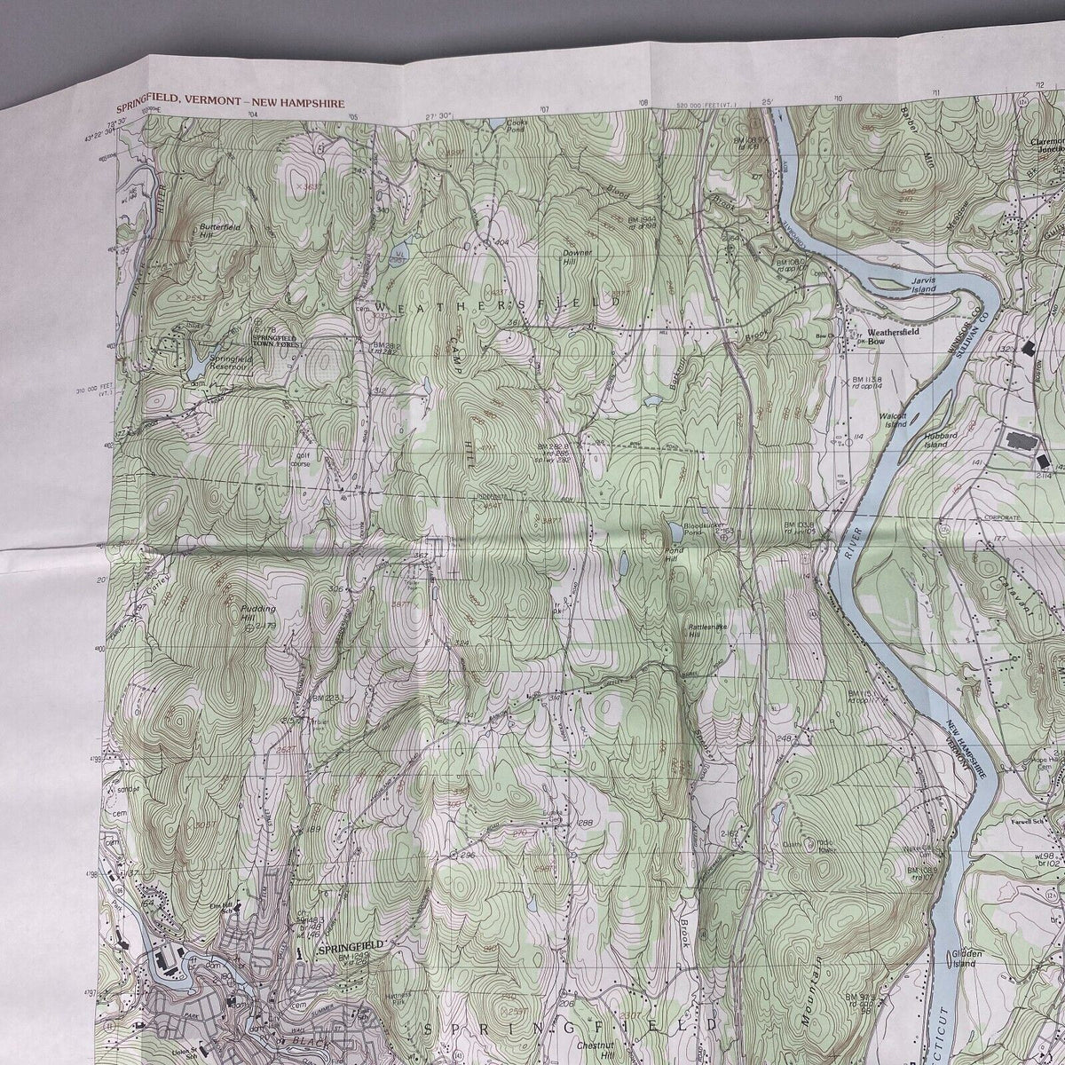 USGS Topographic Map 1984 Survey 30"x60" VT, NH Springfield 43072-C3-TM-025