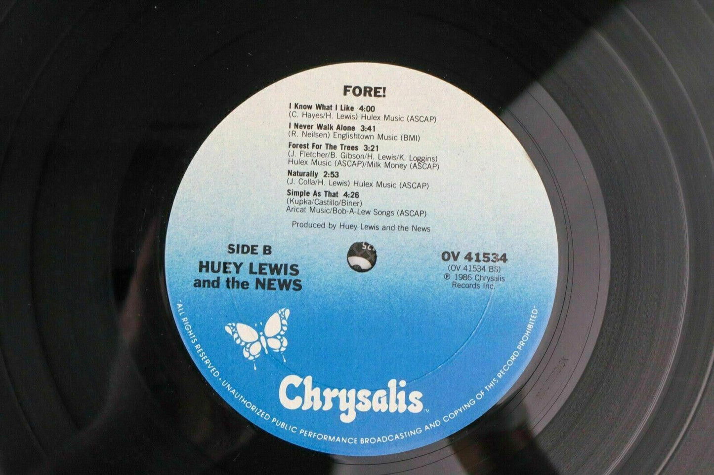 'PROMOTIONAL' Huey Lewis and The News FORE! Vinyl LP Record(Promo) Crystalis