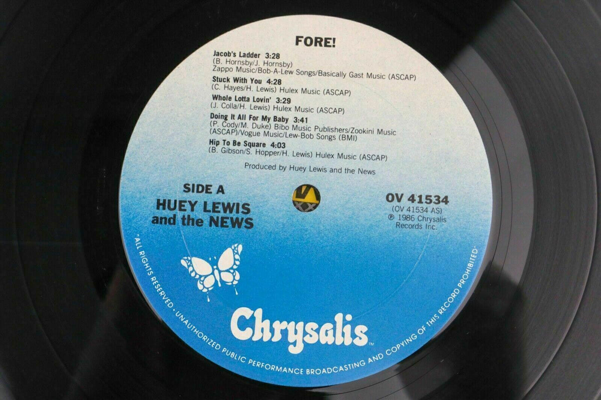 'PROMOTIONAL' Huey Lewis and The News FORE! Vinyl LP Record(Promo) Crystalis