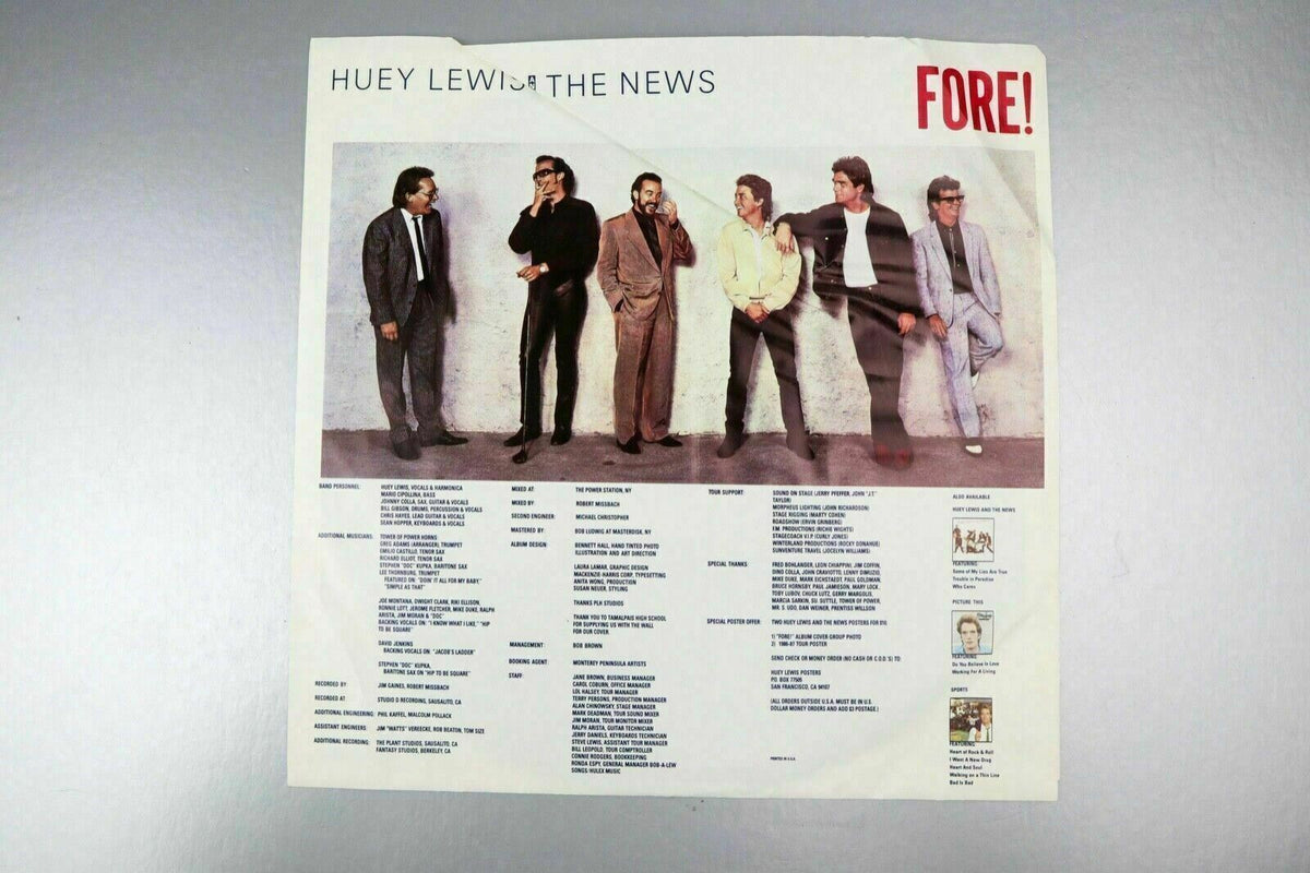 'PROMOTIONAL' Huey Lewis and The News FORE! Vinyl LP Record(Promo) Crystalis