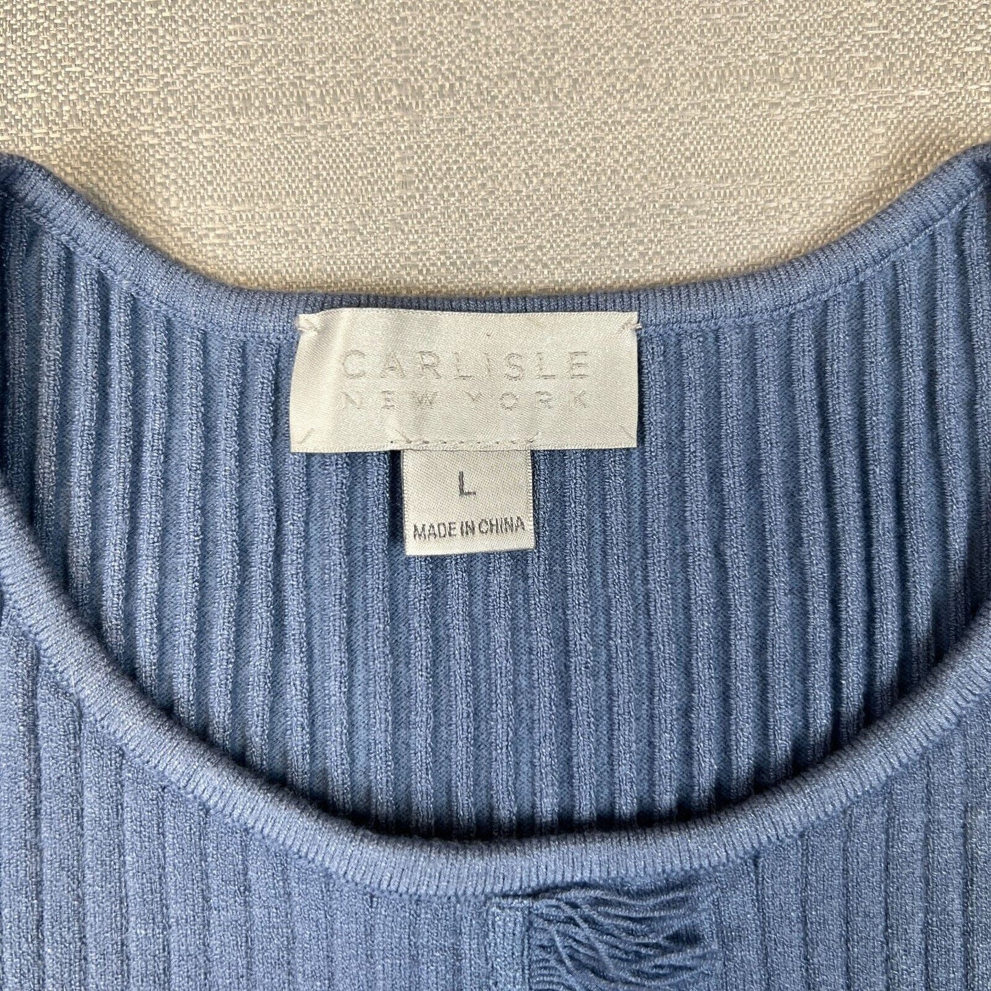 Carlisle New York Blue Frayed Size L Sweater (Large)