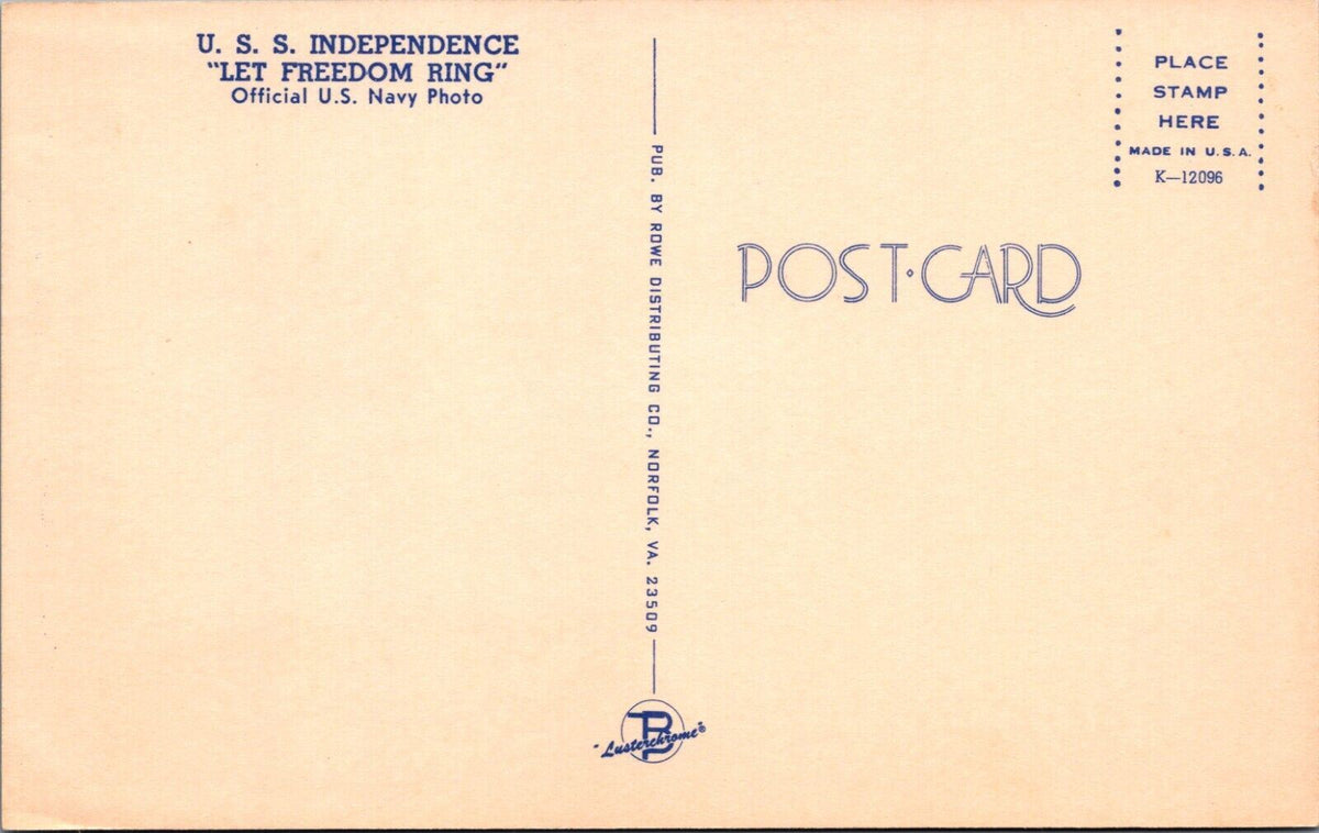 Vintage Postcard of the U.S.S. Independence, Official U.S. Navy Photo