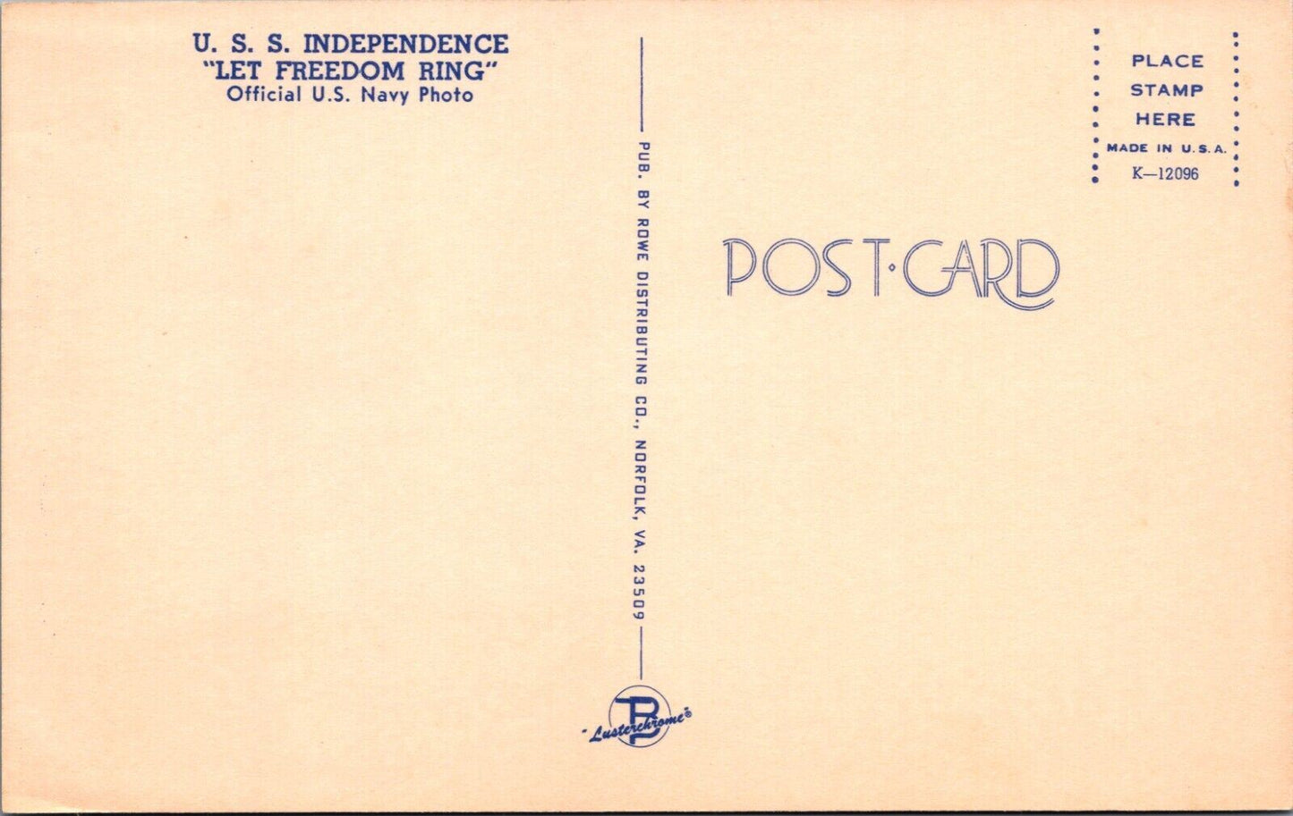 Vintage Postcard of the U.S.S. Independence, Official U.S. Navy Photo