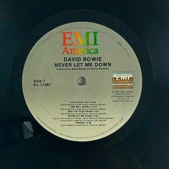 David Bowie Never Let Me Down EMI America PROMO Lp Vinyl Record