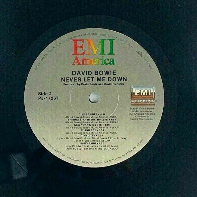 David Bowie Never Let Me Down EMI America PROMO Lp Vinyl Record