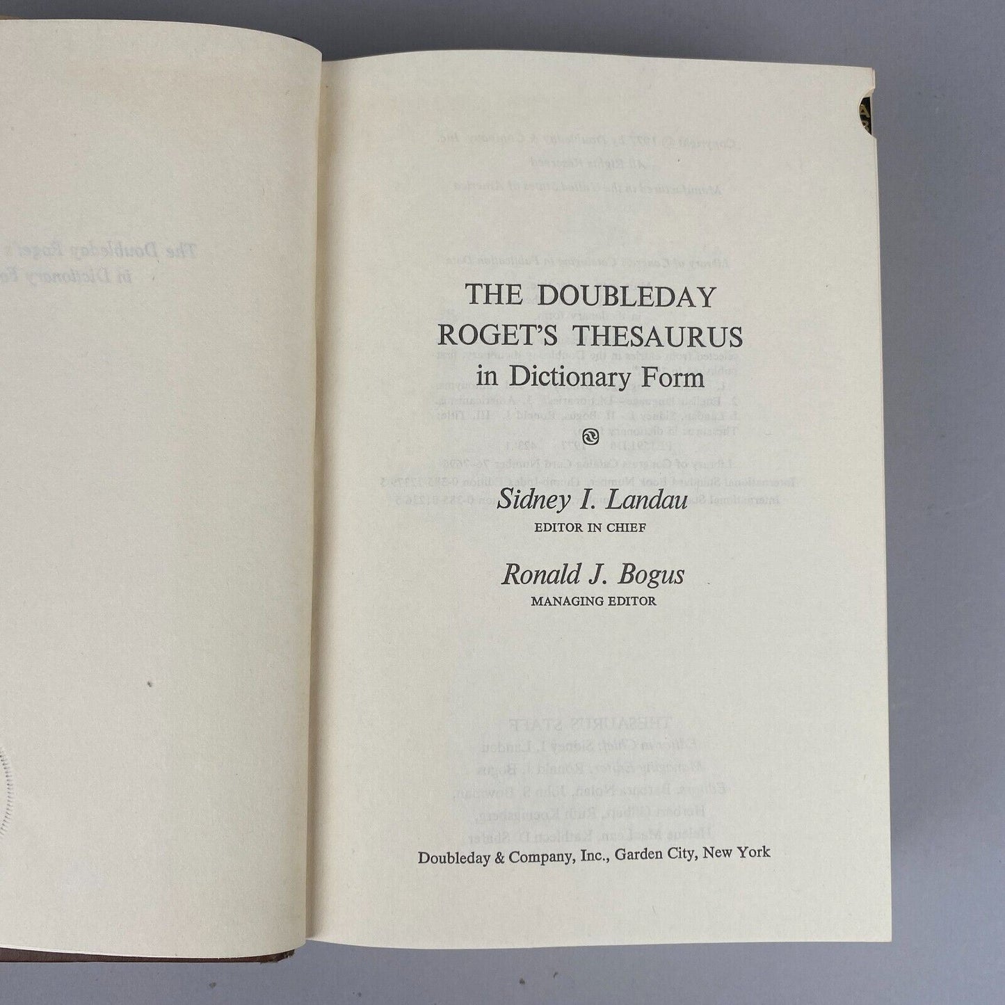 The Doubleday Roget's Thesaurus in Dictionary Form