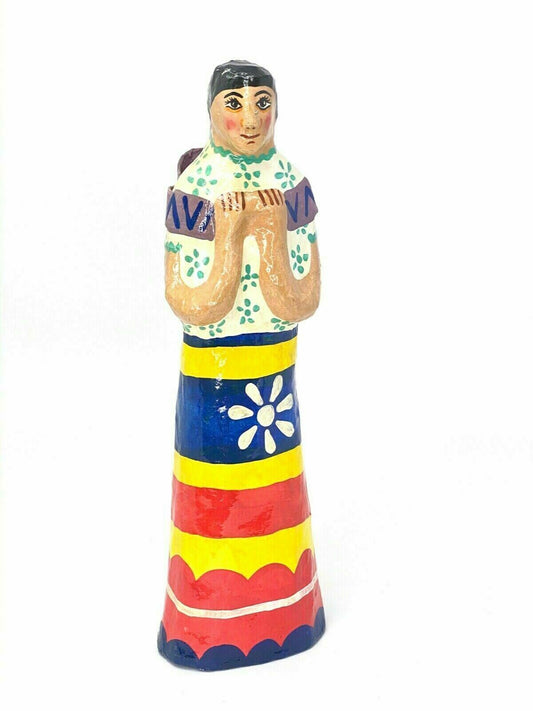 Handcrafted Paper Mache Doll 13" Tall