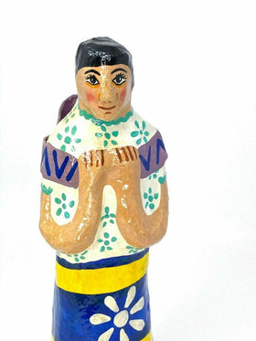 Handcrafted Paper Mache Doll 13" Tall