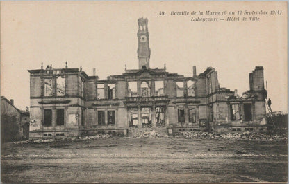 Antique Postcard Bataille de la Marne Laheycourt Hotel de Ville