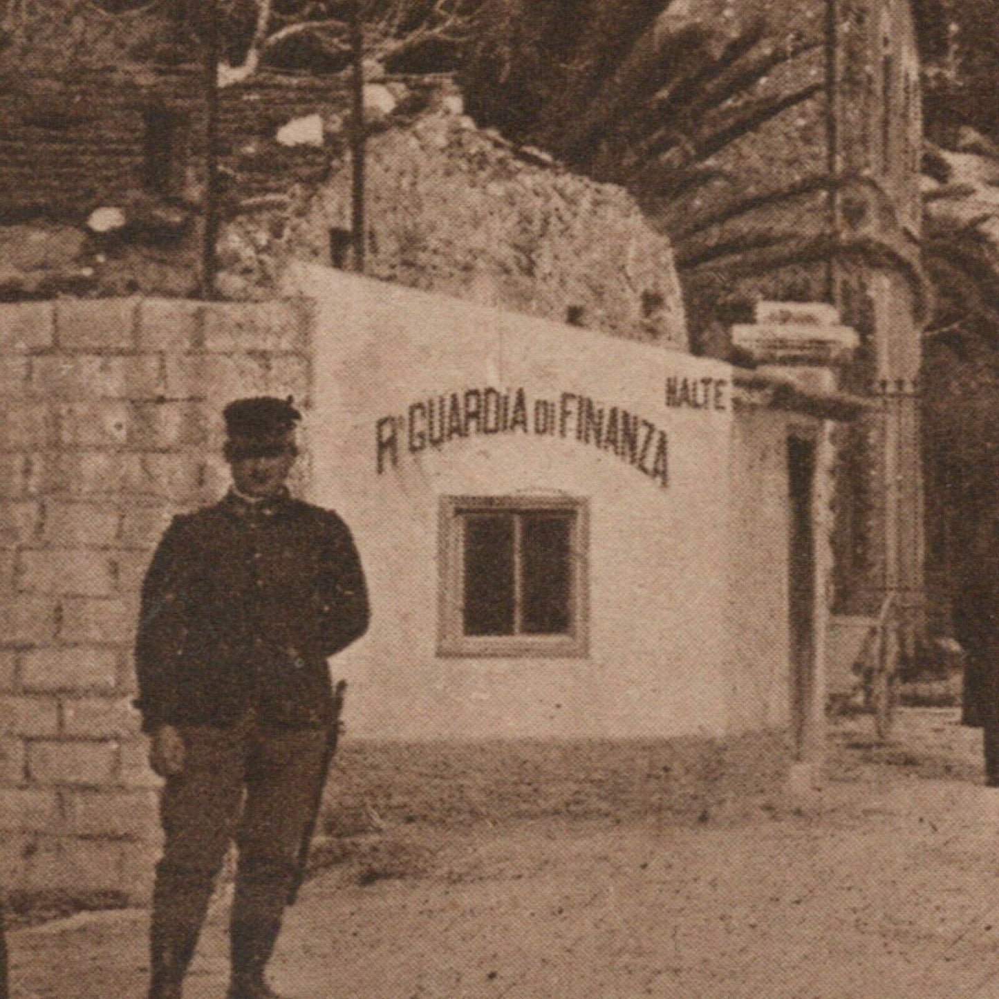 Antique Postcard France/Italy border Guards , Menton, France