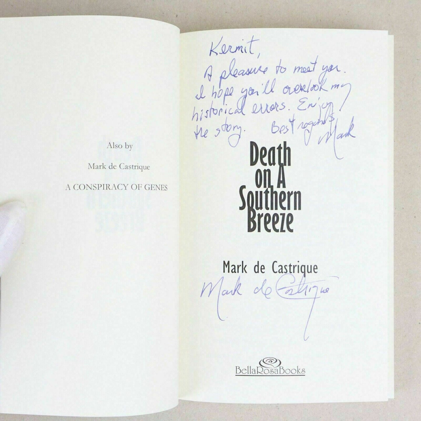 Death on A Southern Breeze by Mark de Castrique, SIGNED by Author (Paperback)