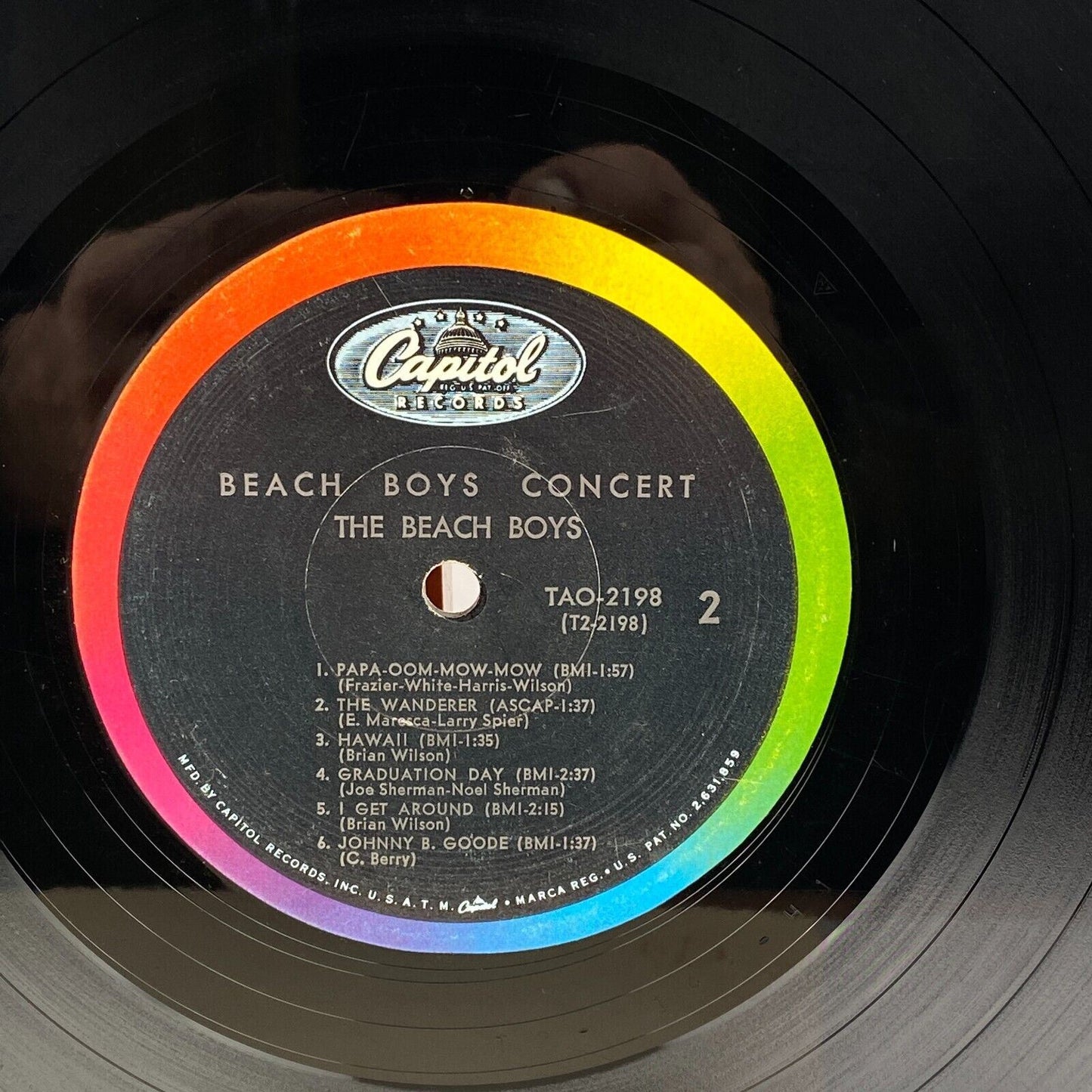 Beach Boys Concert LP Capital Records Vinyl Record