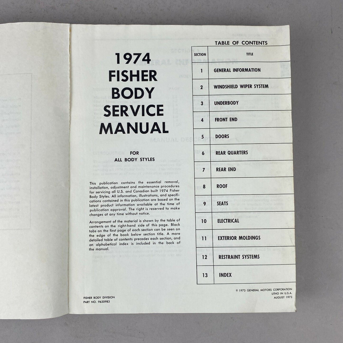 1974 GM Fisher Body Service Manual (General Motors)