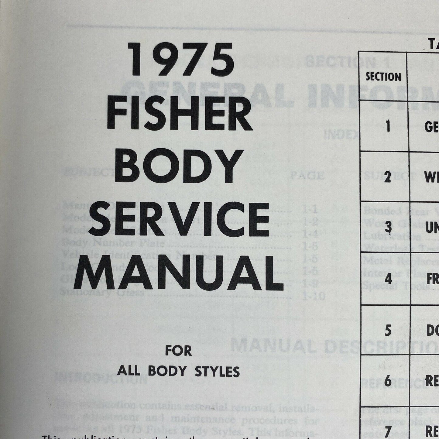 1975 Fisher Body Service Manual for All Body Styles, General Motors