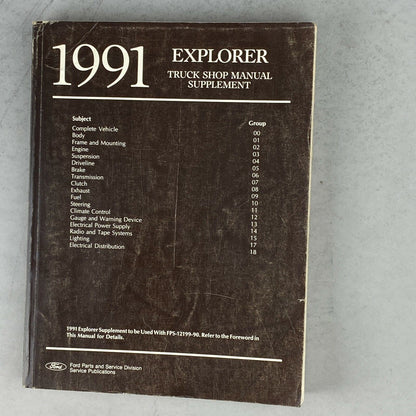 1991 Ford Explorer Truck Shop Manual Supplement