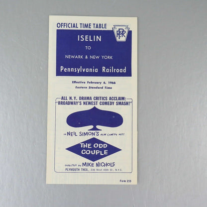 Iselin Newark New York, Pennsylvania Railroad Time Table February 6 1966