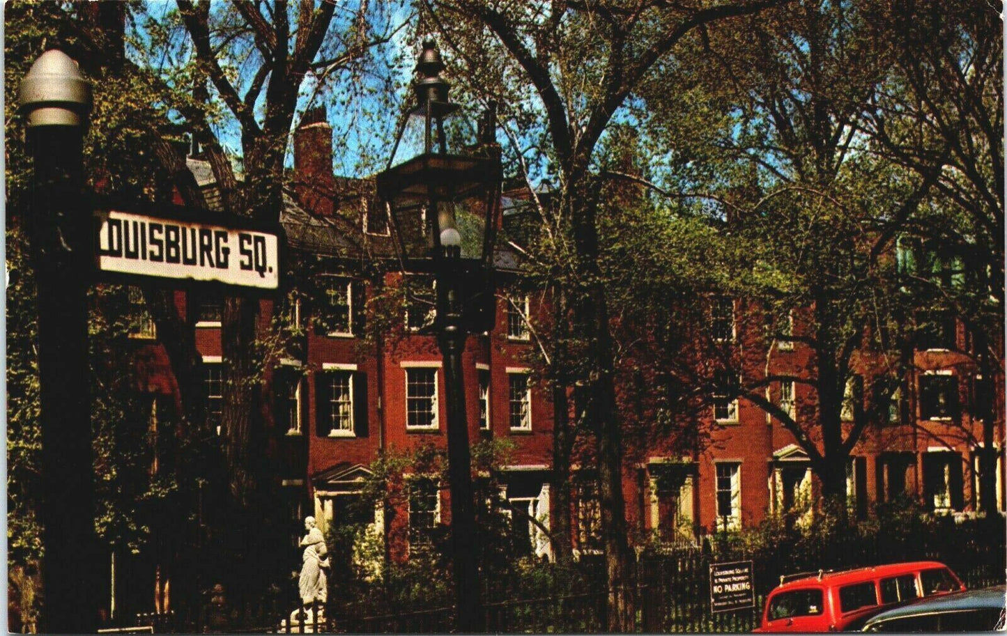 Vintage Postcard Famous Louisburg Square on Historic Beacon Hill - Boston, Mass