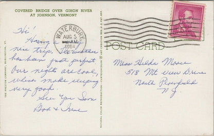 Vintage Postcard Covered Bridge Over Gihon River - Johnson, Vermont