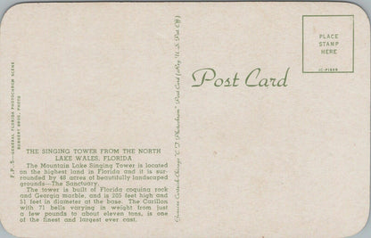 Vintage Postcard The Singing Tower from the North Lake Wales, Florida