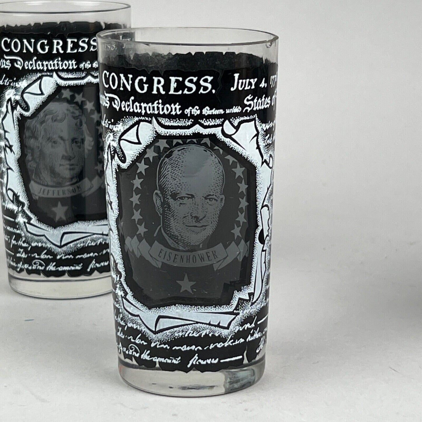 Set of 4 In Congress July 4 A Declaration 1776-1976, US presidents glasses