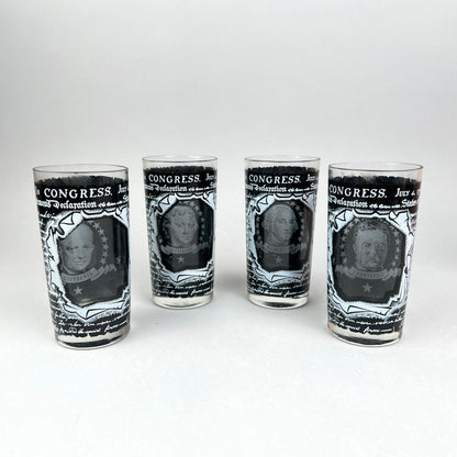 Set of 4 In Congress July 4 A Declaration 1776-1976, US presidents glasses