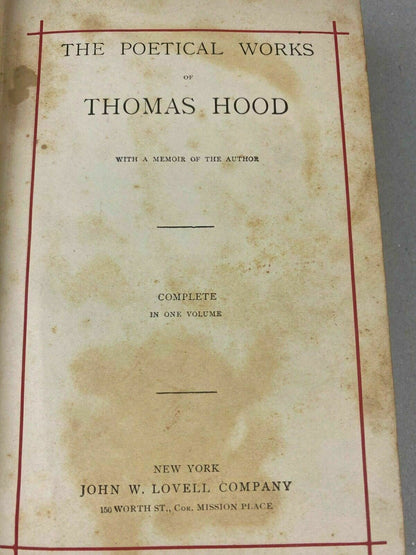 Hoods Poems by Thomas Hoods Hardback Book