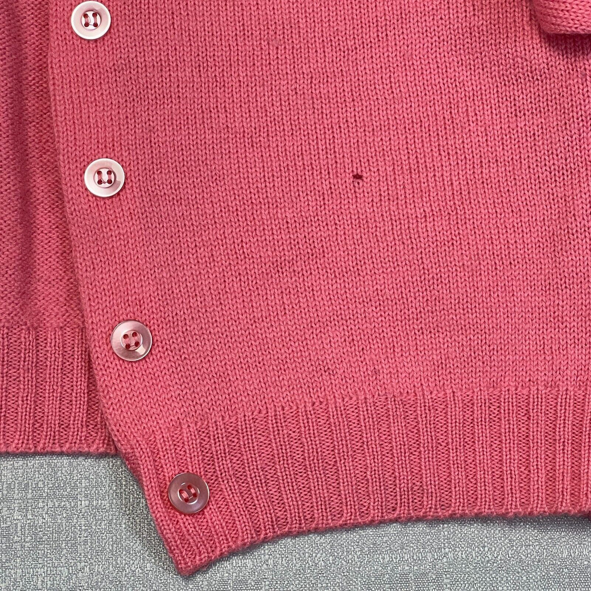 Hand Full Fashioned 100% Virgin Wool Pink Cardigan Sweater, Size 38