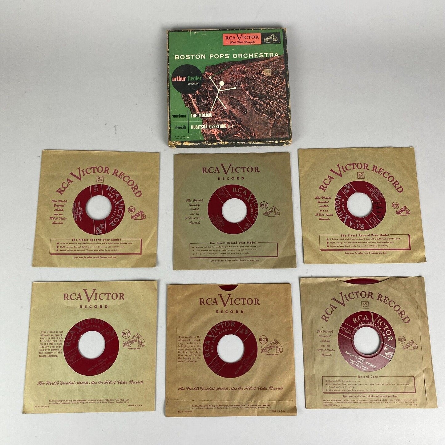 Boston Pops Orchestra RCA Victor Set of 6 Vinyl Color 45s