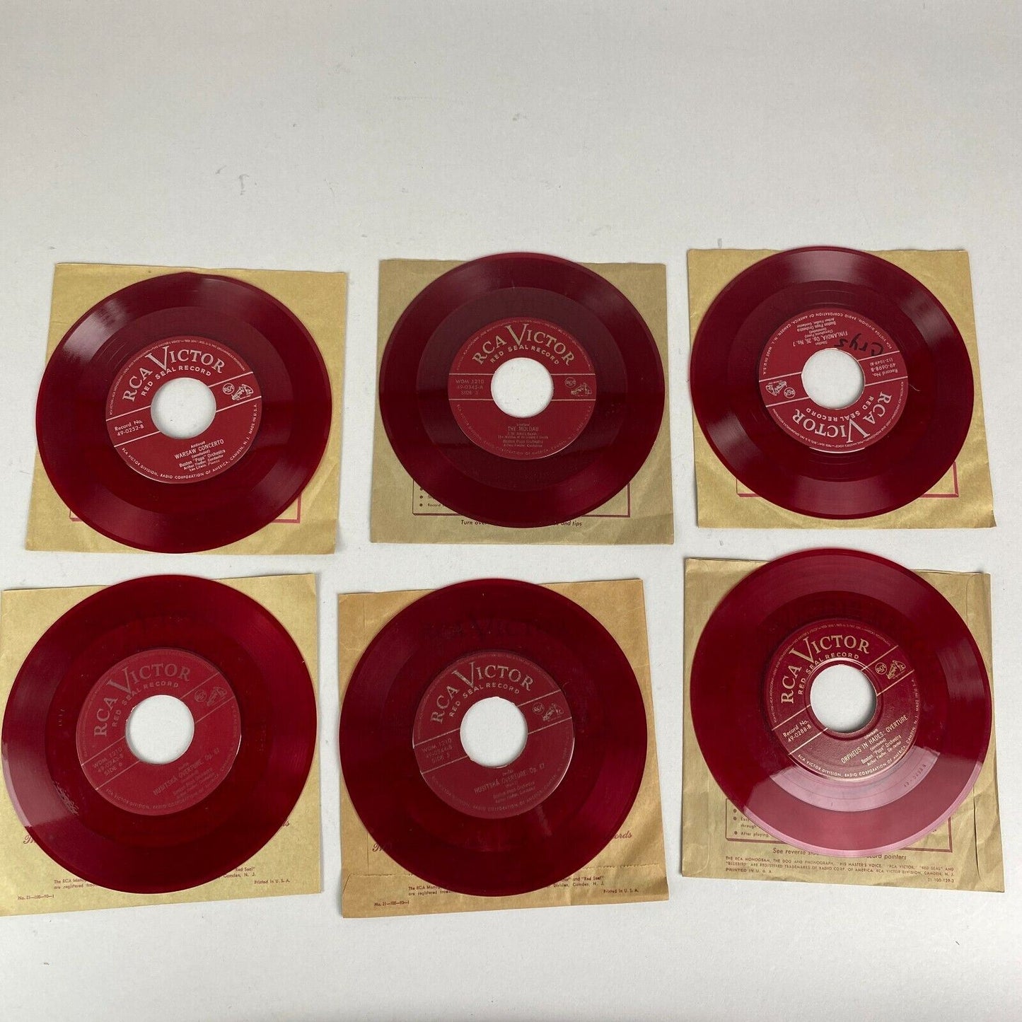 Boston Pops Orchestra RCA Victor Set of 6 Vinyl Color 45s