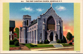 Vintage Linen Postcard The First Christian Church Asheville, NC